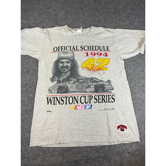 VINTAGE 90s NASCAR Nutmeg Shirt Mens Large Gray Kyle Petty 42 Winston Cup Series - Picture 1 of 9